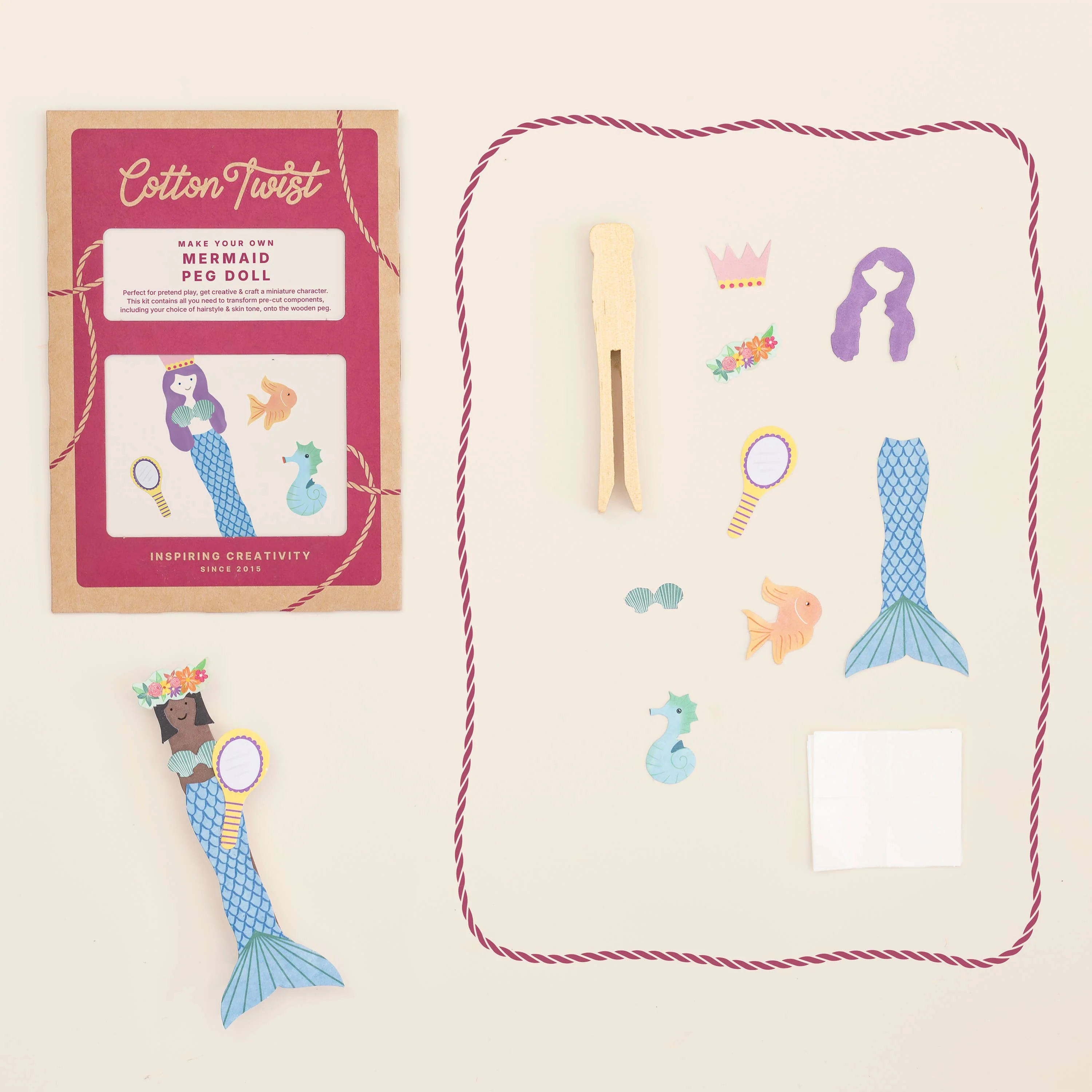 Cotton Twist Make Your Own Mermaid Peg Doll - Image 4