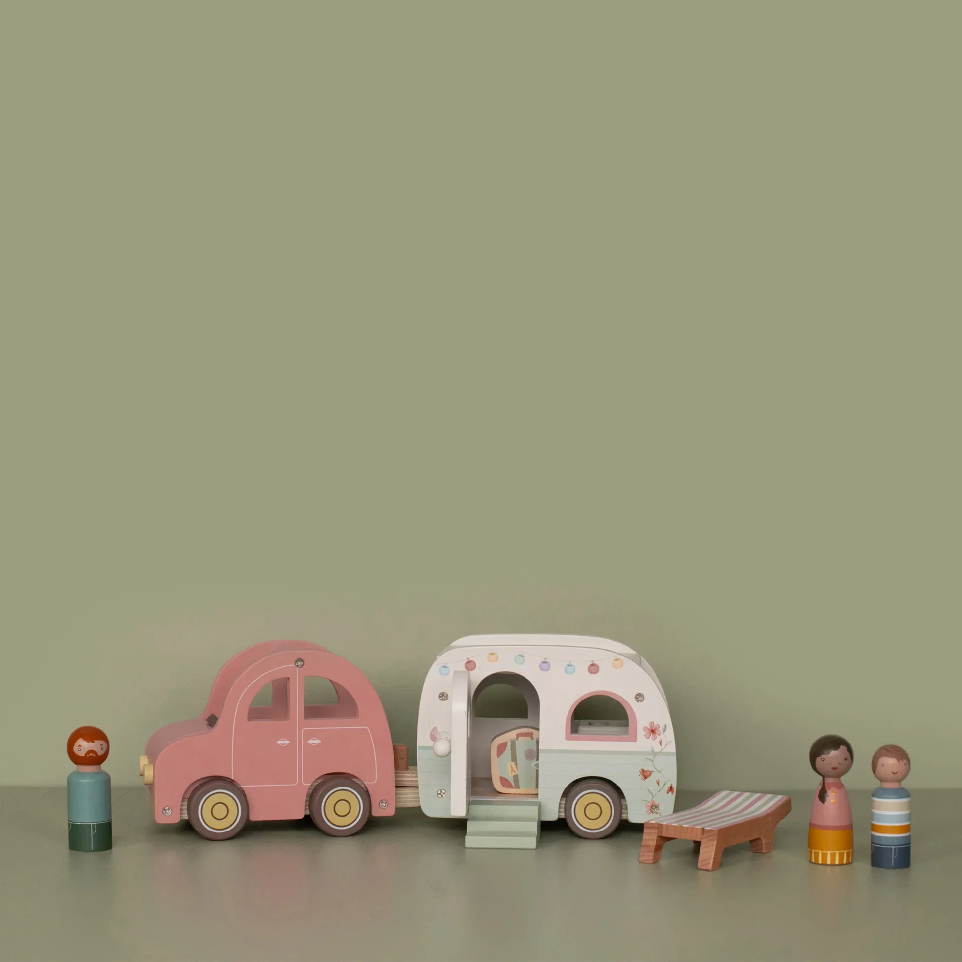 Little Dutch Wooden Toy Car & Caravan - Image 5