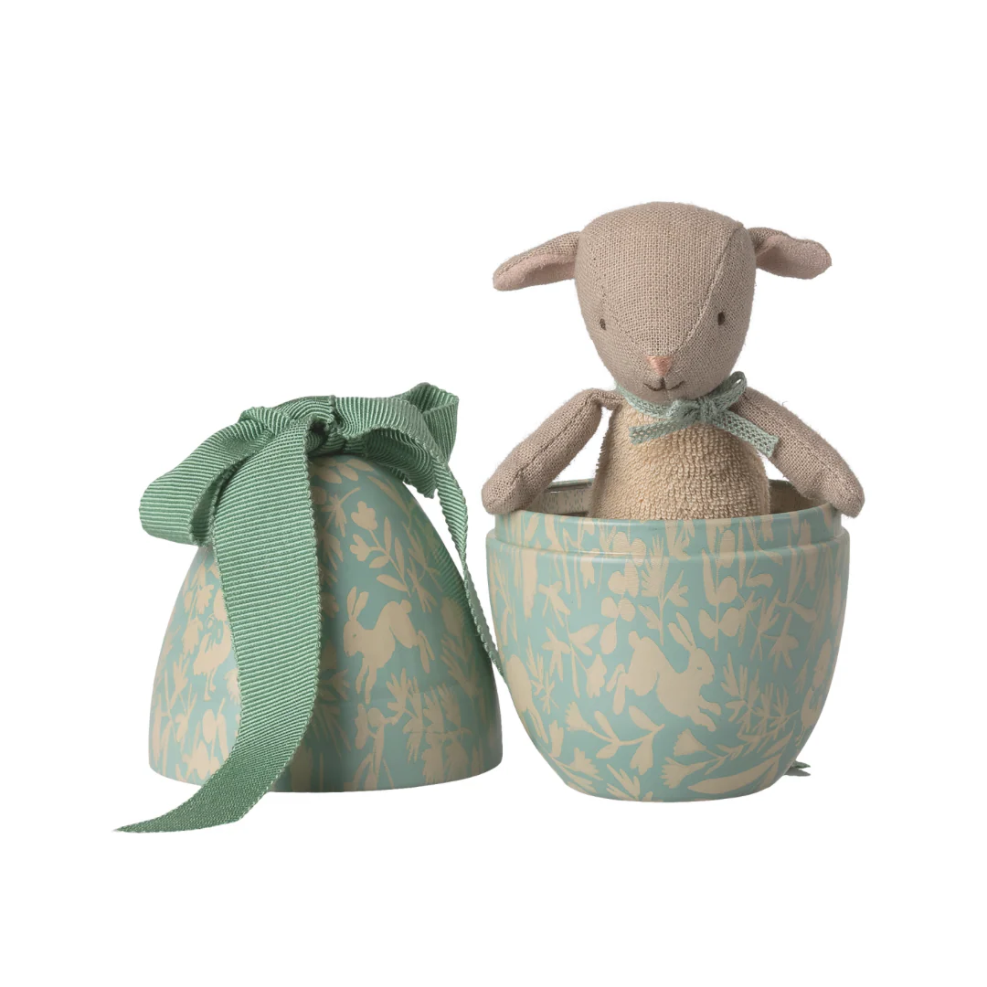 Maileg Easter egg with micro lamb, Small - Dusty mint