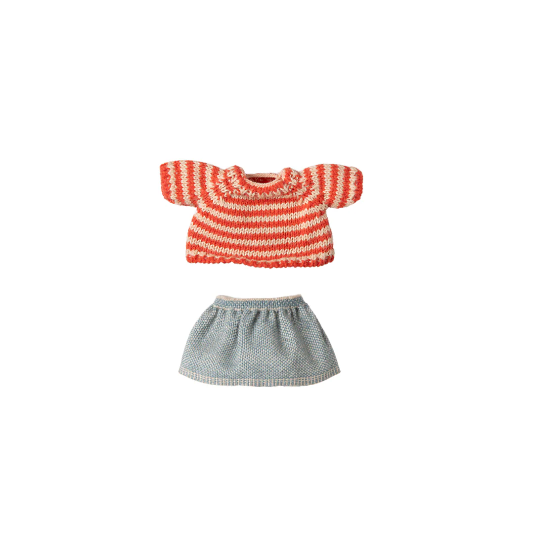 Maileg Knitted sweater and skirt, Big sister mouse