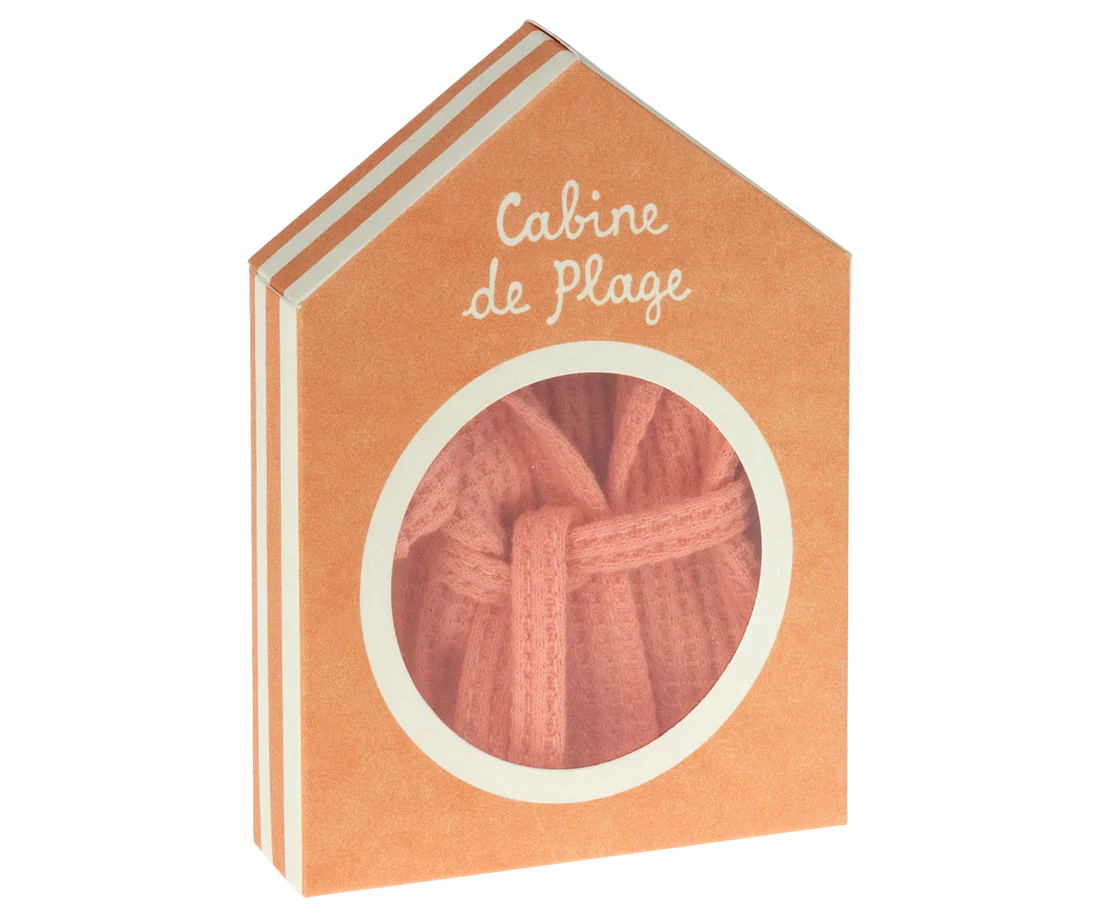 Maileg Mouse Bathrobe - Coral - Image 2