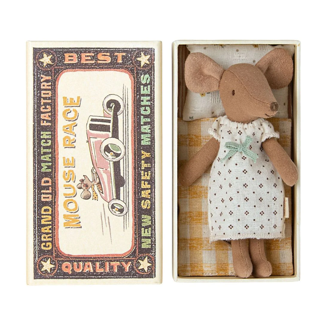 Maileg Big Sister Mouse in a matchbox, White pretty dress - Image 2