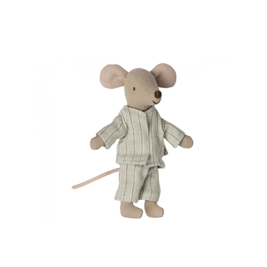 Maileg Big Brother Mouse in matchbox, Light Blue striped - Image 2