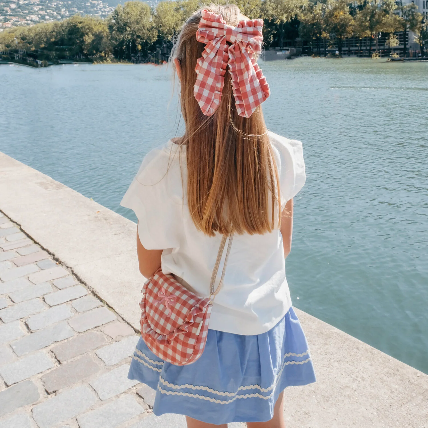Rockahula Gingham Ruffle Long Bow Clip - Image 4