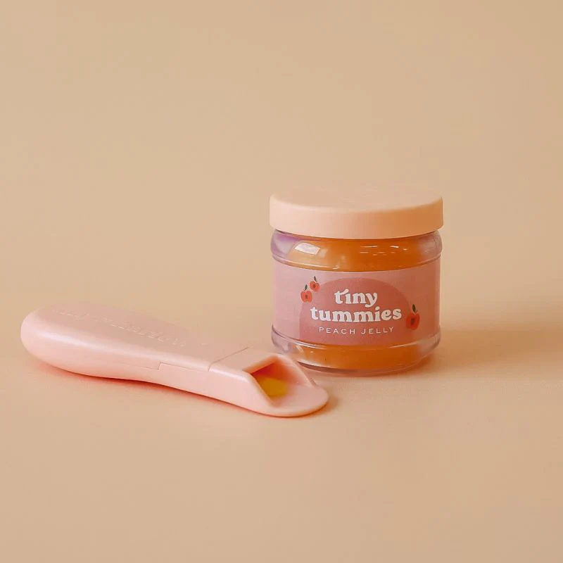 Tiny Harlow Tiny Tummies Peach Jelly Food Jar & Spoon Set